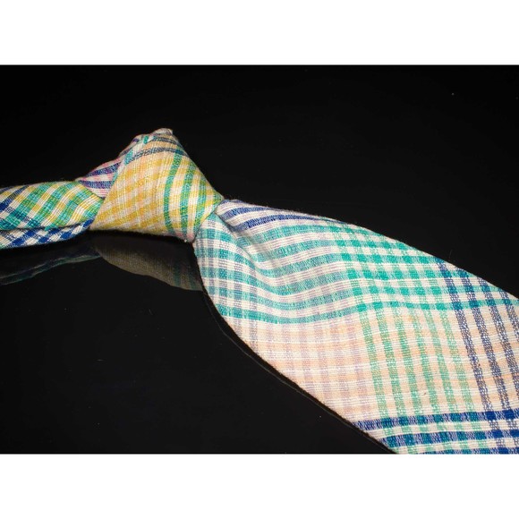 Brooks Brothers Cotton/Silk Blend Tie White Multicolor Mens Designer Necktie - Picture 1 of 5